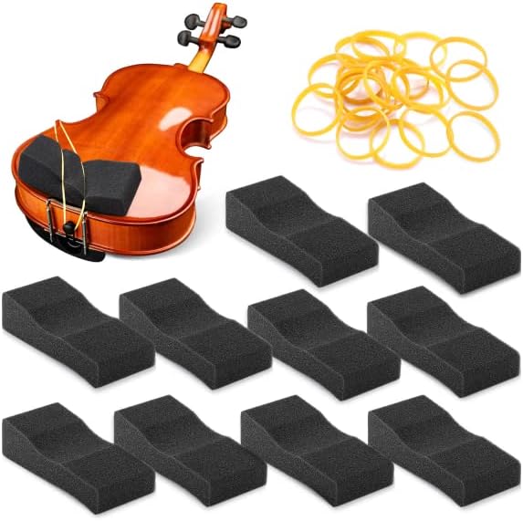 Facmogu 10PCS Foam Violin Shoulder Pad, Economy Sponge Violin Shoulder Pads for 3/4-1/2 Violin, Great Gift for Back to School, Soft Violin Sponge Rest with Rubber Bands for Concerts & Party - Black Facmogu