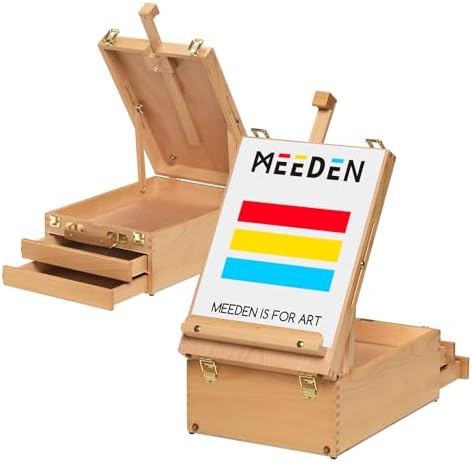 MEEDEN Acrylic Painting Set with Easel: 44 Pcs Art Supplies Painting Kit with Tabletop Box Easel for Adults - 24 Acrylic Paints, Paintbrushes, Canvas, Palettes & Accessories MEEDEN