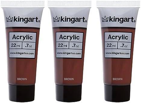 KINGART PRO Artist Quality Acrylic Paint, 22ml (0.74oz) Tubes, Set of 3, Brown Kingart