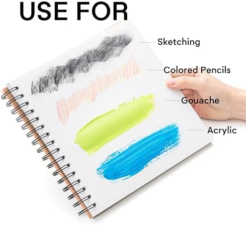 HIMI Gouache Pad 8.5X8.5''(98lb/160g) 50 Sheets Mix Paper Pad, Side Wire Bound, Fine Texture, in Gouache Acrylic Art Pad for Sketching, Ink Sketch Book, Art Supplies Drawing Pad Gift （Green） HIMI