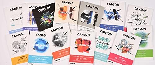 CANSON Graduate Oil and Acrylic 290gsm A3 Paper, Non-Woven, Pad Glued Short Side, 20 Natural White Sheets, Ideal for Student Artists Canson