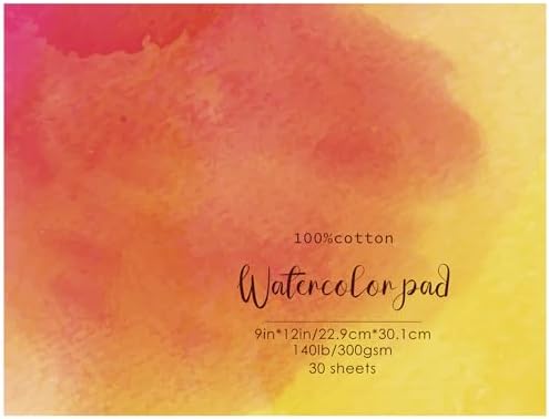 30 Sheets Watercolor Paper Pad 9x12", Cold Press Watercolor Paper, 140 lb/300 GSM Tearable Water Color Pad for Art Painting, Drawing, DIY Cards Prudiut