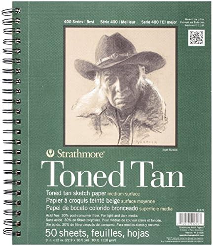 Strathmore 400 Series Sketch Pad, Toned Tan, 5.5x8.5 inch, 50 Sheets - Artist Sketchbook for Drawing, Illustration, Art Class Students Strathmore