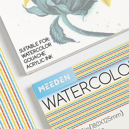 MEEDEN Watercolor Paper Block - 3 Textures 100% Cotton Watercolor Paper Pad of 30 Sheets, 140lb/300gsm, Acid-Free Art Paper for Watercolor, Gouache, Ink and More, 10" x 7" MEEDEN