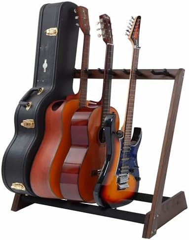 Nefelibata Multi-Purpose Guitar Stand 5 Stands Wooden Guitar Stand Floor Stand for Guitars and Cases, Electric Guitars, Acoustic Guitars, Bass Guitars, Cellos - German Ash (Coffee Brown) Nefelibata