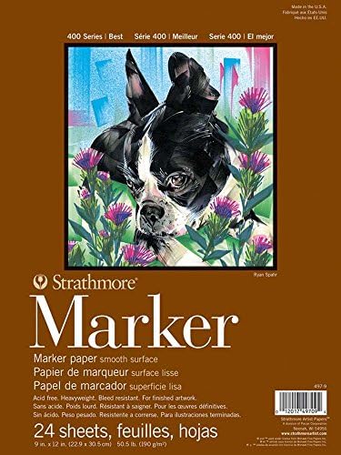 Strathmore Marker Paper Pad-50lb Smooth 24 Sheets -62497900, 9x12, White Strathmore