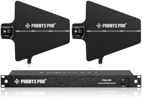 Phenyx Pro PAS-225X UHF Wireless Antenna Distribution System Bundle, Active Directional Receivers w/ 8 Outputs + 2 Cascade Ports, 160ft Long Coverage, Wireless Mic Antenna for Stages and Live Shows Phenyx Pro