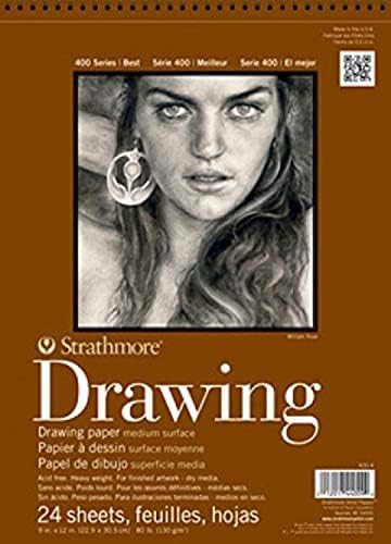 Strathmore (400-6 400 Series Drawing, Medium Surface, 12"x18", 24 Sheets , White Strathmore