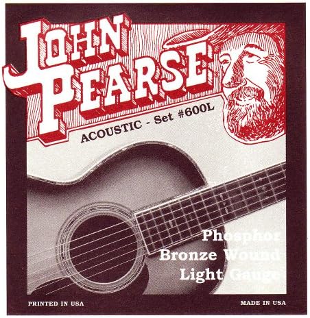 Фосфорные бронзовые струны John Pearse 600L для акустической гитары, Легкая натяжка 0.012 - 0.053 John Pearse