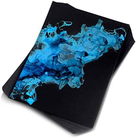 50 Sheets Alcohol Ink Paper 9 x 12 Inch Black Watercolor Paper Synthetic Water Color Painting Paper Black Art Paper for Kid Adult Students Acrylic Painting Drawing, 250 GSM Cardstock Sabary