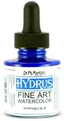 Акварель Dr. Ph. Martin's Hydrus для изящных искусств, 30 мл, фталоксианиновая голубая, светостойкая и прозрачная Dr. Ph. Martin's