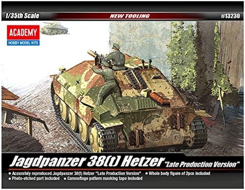 Сборная модель военной техники Academy Jagdpanzer 38(t) Hetzer, масштаб 1/35, с фигурками и маскировочной лентой Academy