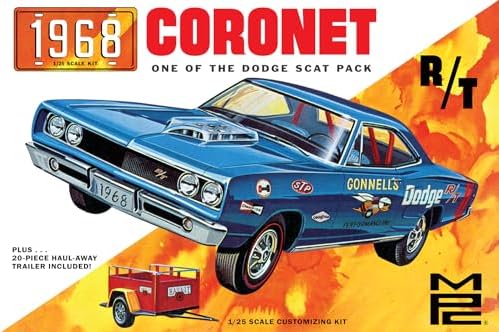 MPC 1968 Dodge Coronet Hardtop w/Trailer 1:25 Scale Model Kit Mpc