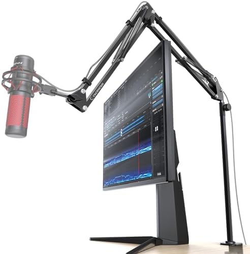 Boom Arm, 360° Rotatable Microphone Stand with Desk Mount, Foldable Desk Mic Arm with 3/8'' to 5/8'' Screw Adapter, Microphone Arm for Live Streaming, Gaming, Podcasting CACENCAN