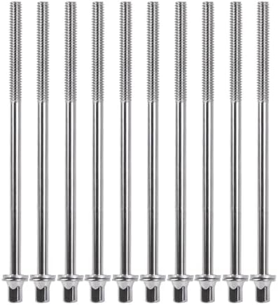 Yibuy 10 Pieces Drum Tight Screw Tension Rods Percussion Replacement 1/5" 110mm Silver Yibuy