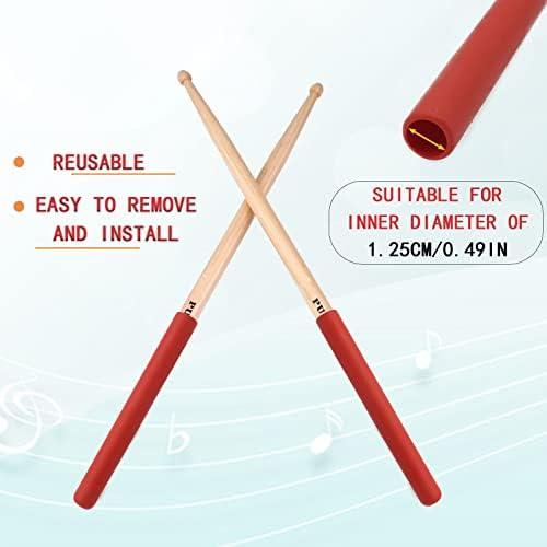 Pack of 2 Rubber Drumsticks Grips, Non-Slip Drum Stick Wrap Grips for Drumming Exercise, Comfortable Drum Sticks Handle Grip, Drum Kits Percussion Drumming Accessories Cheerock