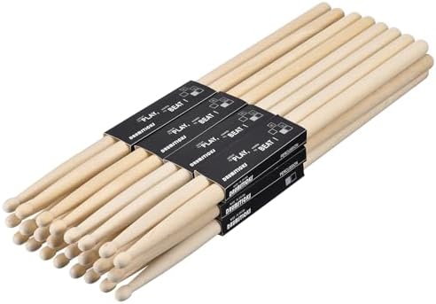 MECCANIXITY 24 Pairs Maple Wood Drumstick Anti Slip Handle Grips 7A Classic Drum Stick Wood Tip for Drumming Musical Instrument Percussion - 13.5mmx40cm Meccanixity