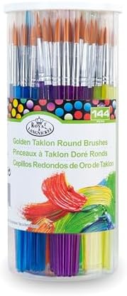 Royal and Langnickel Round Taklon Variety Brushes Classroom Canister Set - Gold (Pack of 144) Royal & Langnickel