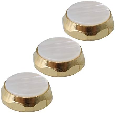 Yibuy Trumpets Finger Buttons Zinc Alloy white Shell Gold & White Thread Diameter 4mm Small Fitting Yibuy