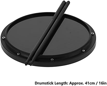 Dumb Drum Pad, 12in Standard 12in Drum Pad Carbon Fiber Shock‑Absorbent Mat Non‑Slip with Drumsticks for Practice Percussion(Black) Janzoom