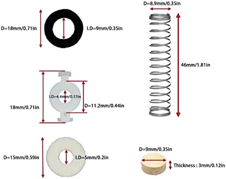 CashBeat Trumpet Repair Kit, Trumpet Replacement Parts, Includes 6 Valve Guides, 12 Felt Washers, 4 Water Key Corks, 3 Valve Springs, and 2 O Ring Bumper Stoppers CashBeat