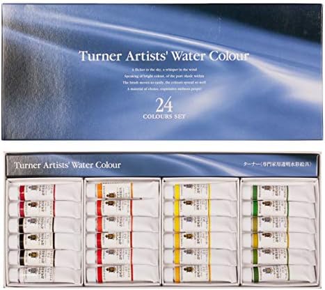 Turner Paint Set Professional Artists' High Pigment Concentrated Watercolor Paint Set [Set of 24] 15ml Tubes - Assorted Colors Turner Colour Works