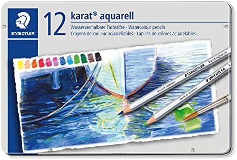 Staedtler Karat Aquarell Premium Watercolor Pencils, Set of 12 Colors (125M12) STAEDTLER