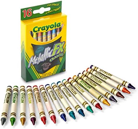 Металлические карандаши Crayola (16 шт), для раскрашивания и рисования, блестящие и уникальные цвета, нетоксичные, от 3 лет Crayola