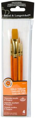 Royal & Langnickel Royal Zip N' Close Gold Taklon Round and Flat 4-Piece Brush Set Royal & Langnickel