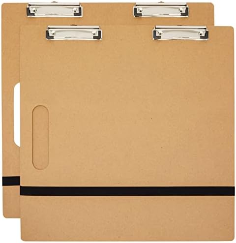 Bright Creations 2-Pack Artist's Drawing Sketch Boards, Large Art Clipboard with Left-Side Handle Holes & Paper Holding Rubber Bands, Portable Drafting Boards for Home, Office, Studio, Field(18x18") Bright Creations