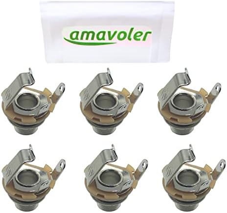 6.35mm (1/4 inch) Microphone Mono TS Socket Female Connector Panel Mount Adapter (6Pack) amavoler