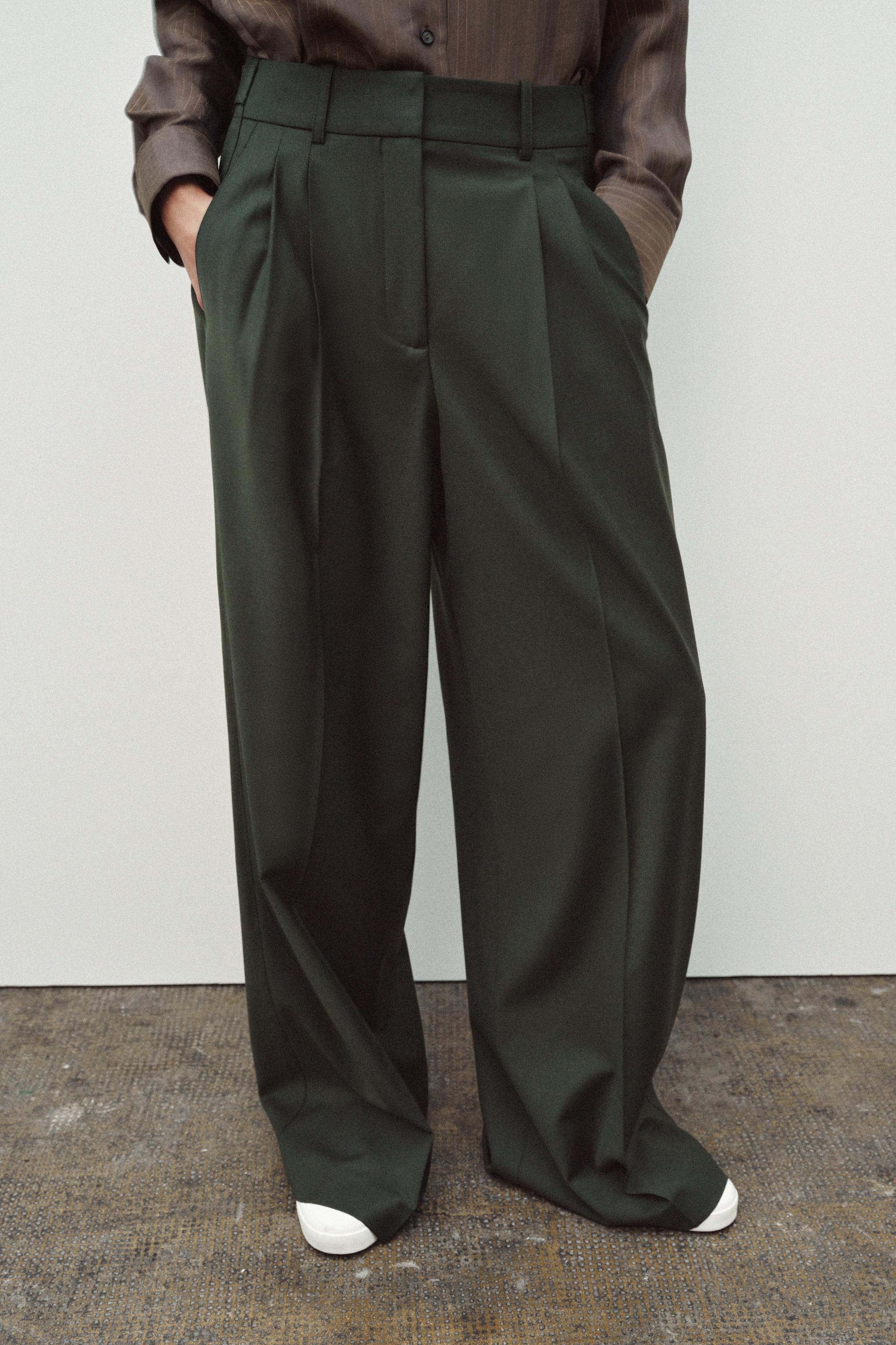 ZW COLLECTION PLEATED WOOL BLEND PANTS Zara