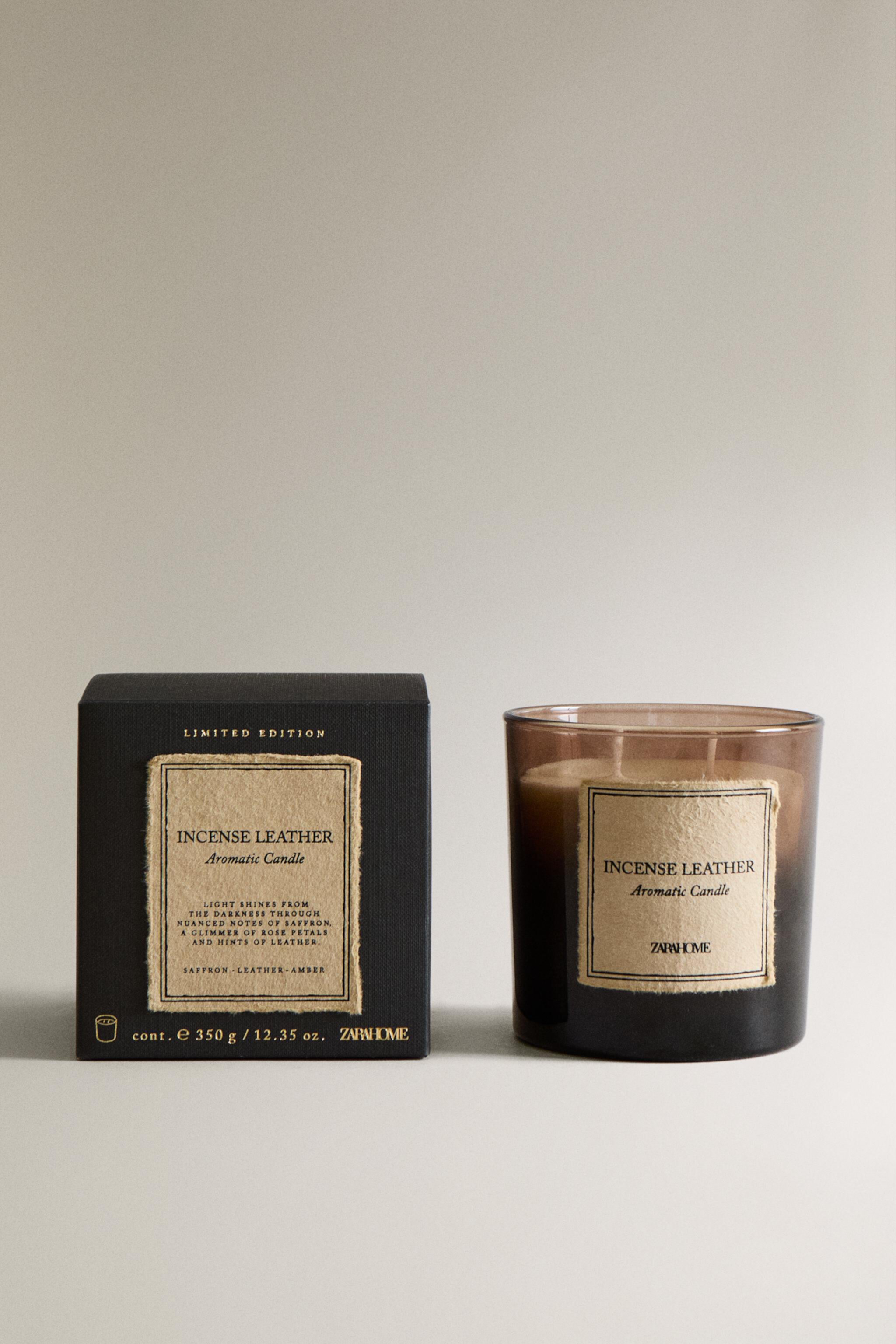 (350 G) INCENSE LEATHER SCENTED CANDLE Zara Home