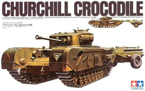 Сборная модель танка Tamiya 1/35 Churchill Crocodile с 75-мм пушкой, длина 340 мм. Tamiya