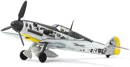 BF-109G Messerschmitt 1/72 Metal Airplane Model Kit with Stand WWII Diecast Alloy Fighter Model Vintage Combat Plane Prebuild Military Aircraft Collection(Desert Yellow) Nuotie