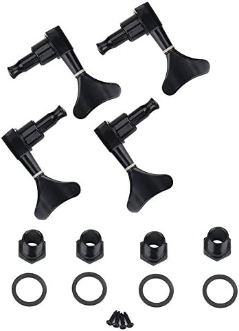 4pcs Tuning Pegs, 2L 2R Black Closed Zinc Alloy Machine Heads String Tuners for Electric Bass Vgeby