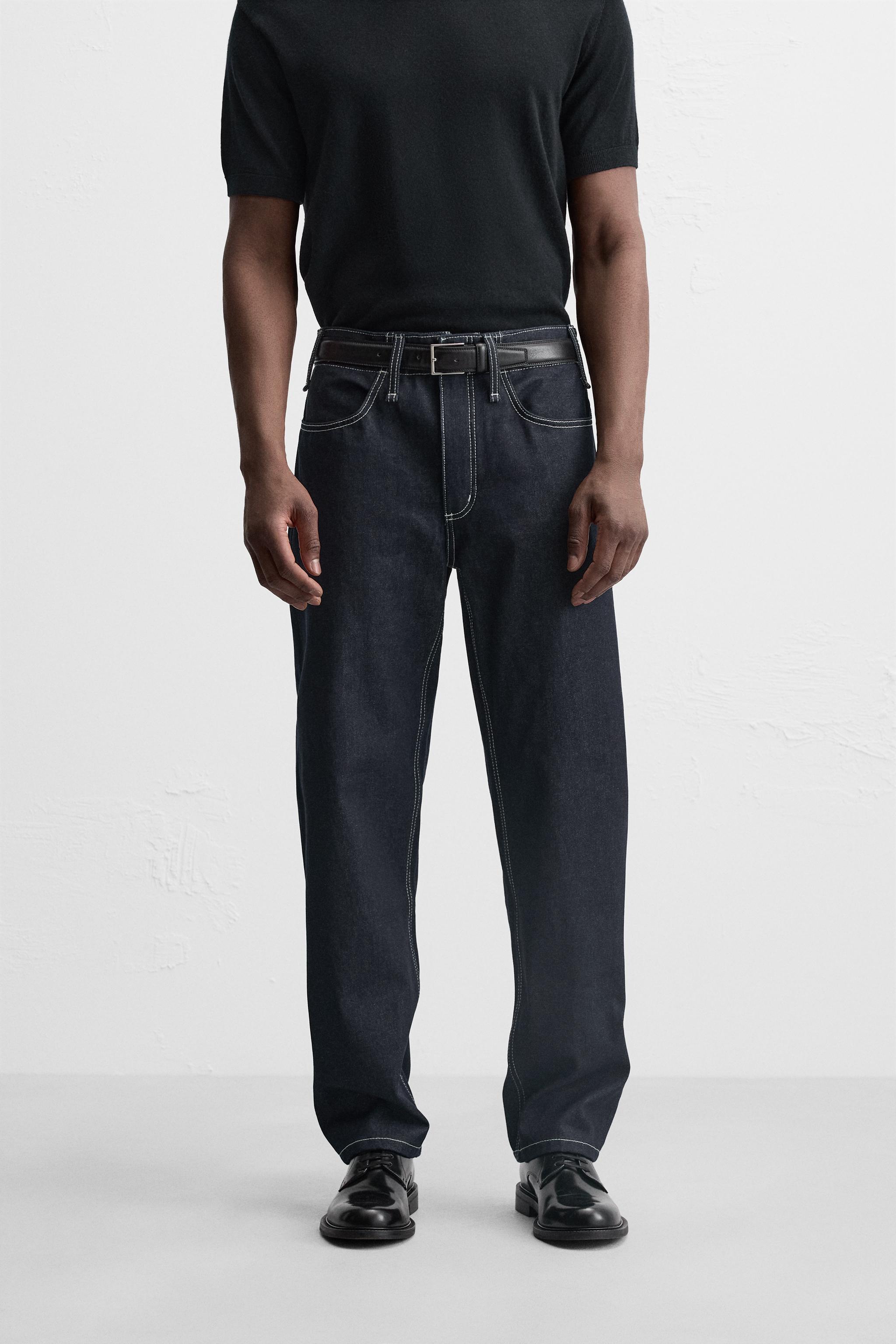 STRAIGHT FIT TOPSTITCHED JEANS Zara