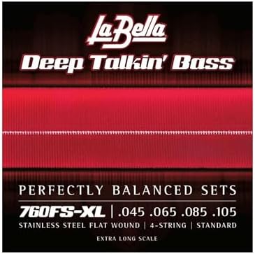 La Bella 760FS-XL Deep Talkin’ Bass Stainless Steel Flat Wound Standard Extra Long Scale Bass Guitar Strings La Bella