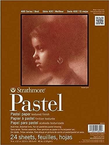 Strathmore 400 Series Pastel Pad, Assorted Colors, 9"x12" Glue Bound, 24 Sheets Strathmore