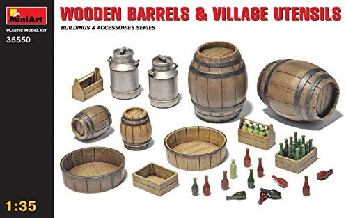 MiniArt 1:35 Scale Wooden Barrels & Village Utensils Plastic Model Kit,Multicolor,Small MiniArt