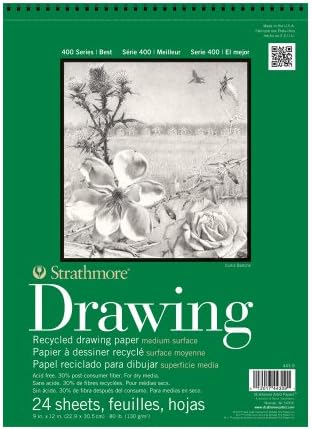 Strathmore 400 Series Recycled Drawing Pad, Medium Surface, 14"x17" Wire Bound, 24 Sheets Strathmore