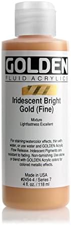 Golden Fluid Acrylic, 4 ounce bottle, Iridescent Bright Gold Fine GOLDEN