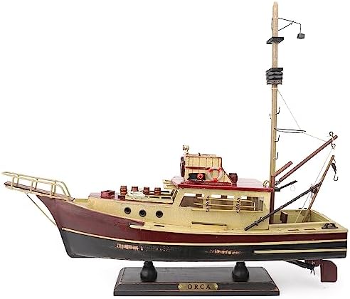 NAUTIMALL Jaws Orca Wooden ship model Shark Fishing Boat Pre-assembled Antique finish sailboat decor (Orca-15inch) NAUTIMALL