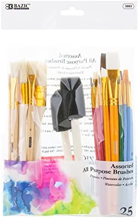 BAZIC 12-Piece Paint Brush Foam Tipped Brushes Set, Nylon Hair Brushes for All Purpose Oil Watercolor Acrylic Painting, 1-Pack Bazic Products