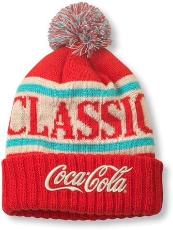 AMERICAN NEEDLE Coke Coca Cola Classic Pillow Line Knit Beanie, Red/Ivory/Teal (23012A-COKE-RDIVTE) American Needle