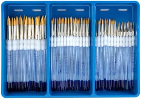 Soft Grip Golden Taklon Brush Classroom Pack, Assorted Rounds, Set of 72 Royal Brush