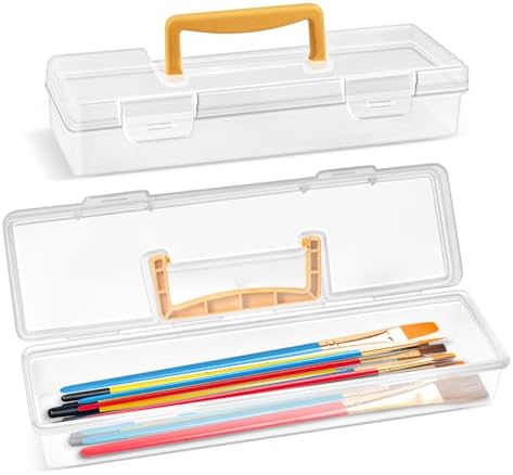 Vowcarol 2 Pack Paint Brush Case Portable, Long Paint Brush Storage Box, Paint Brushes Holder Vowcarol