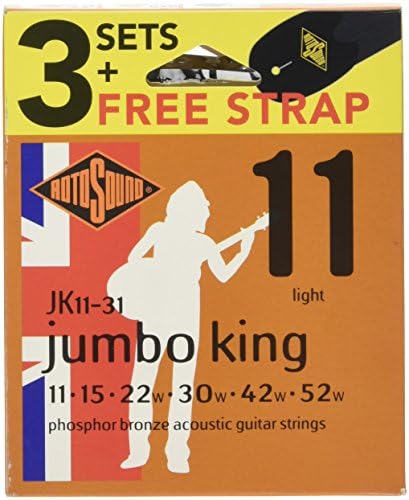 Rotosound Strings for Acoustic Guitar Jumbo King 3 Set + Strap J11-31-F (JK11-31) ROTOSOUND