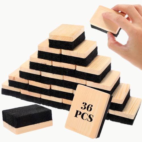 36 Pcs Mini Chalkboard Eraser for Kids Wood Chalkboard Eraser Small Felt Wood Blackboard Eraser Cleaner Duster for DIY Students Teachers Office School Supply Gift Dunzoom