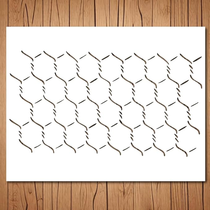 Шаблон для раскрашивания «Куриная сетка» | Многоразовый шестигранный трафарет для рисования на дереве, стекле и холсте (12,7 см x 15,2 см) Generic